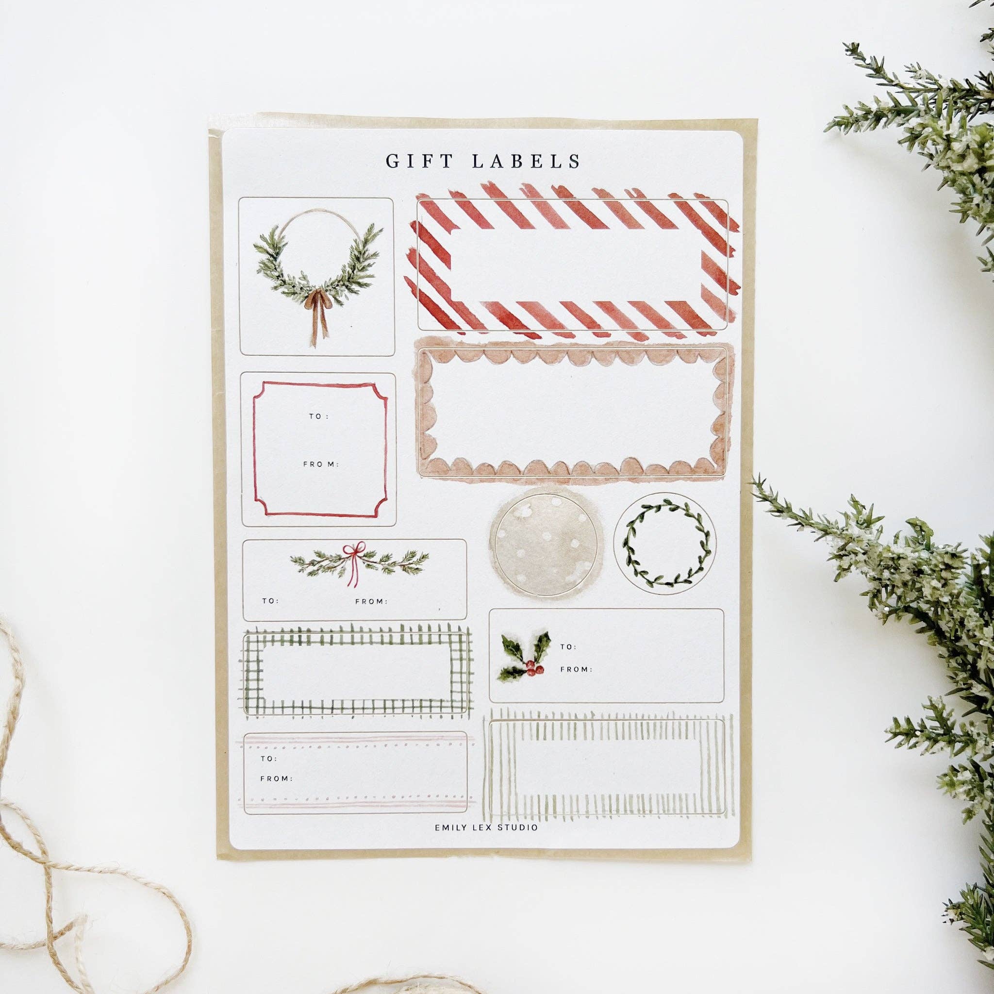 Gift Label Sticker Sheets by Emily Lex Studio