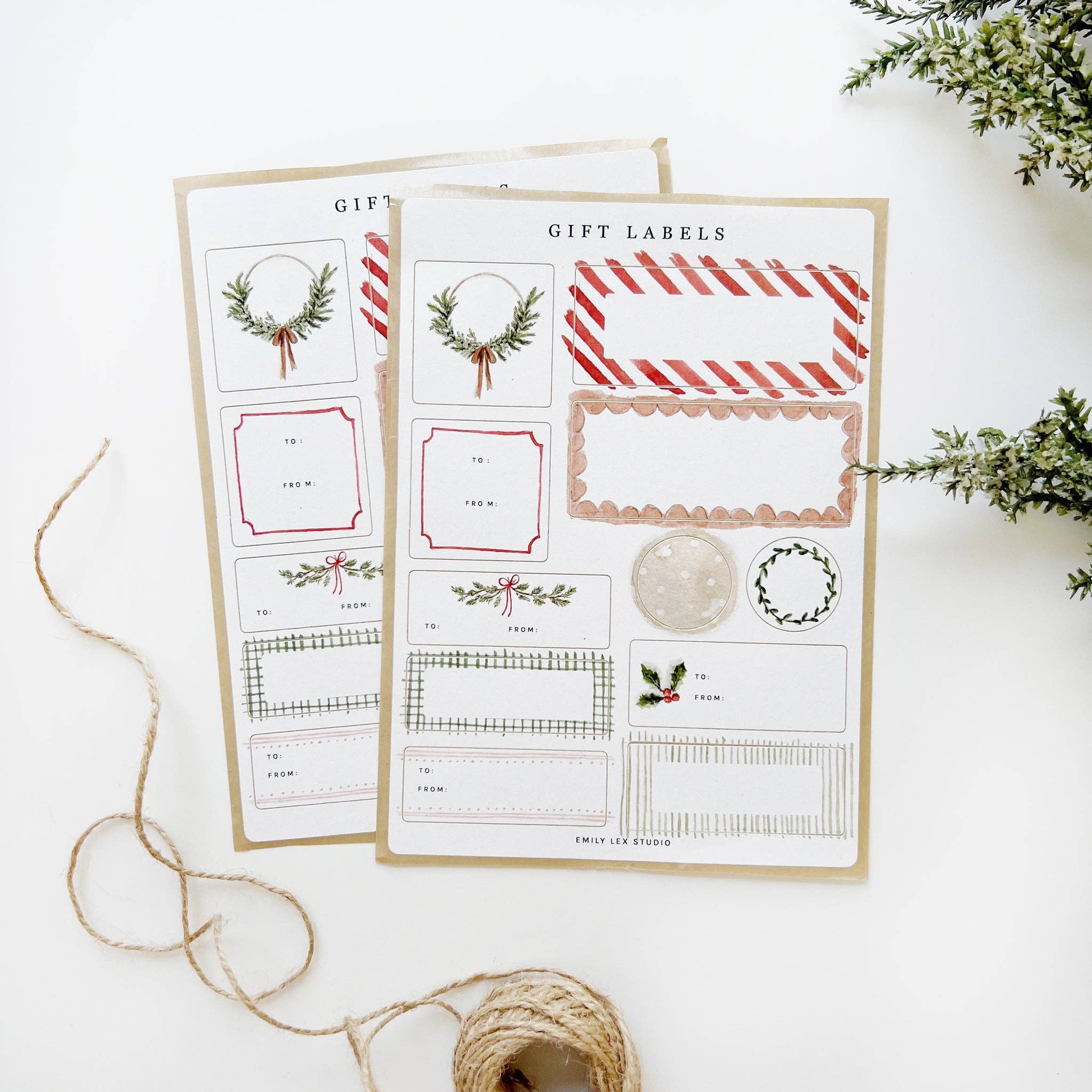 Gift Label Sticker Sheets by Emily Lex Studio