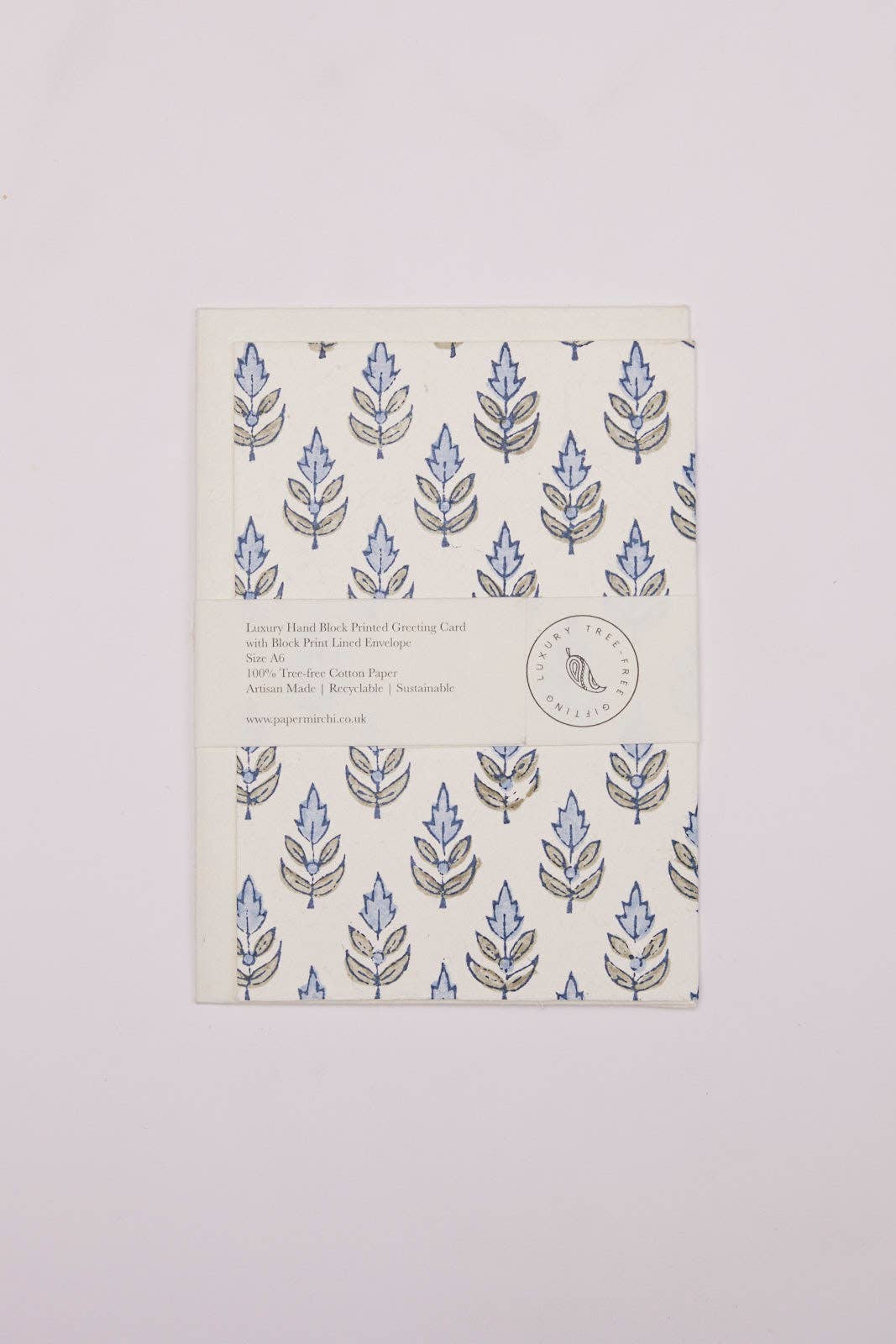 Hand Block Printed Greeting Card - Buti Blue Stone