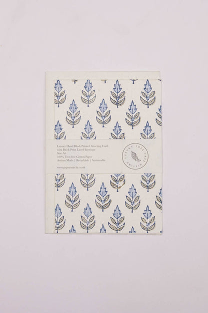 Hand Block Printed Greeting Card - Buti Blue Stone