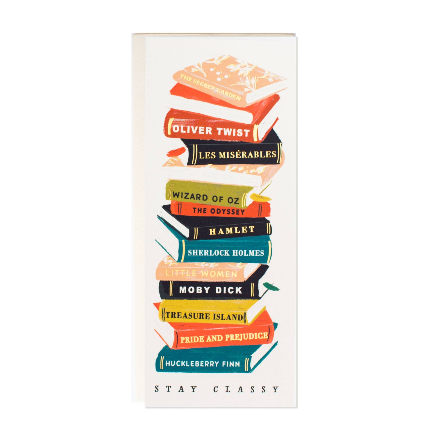 Stay Classy Classic Books Stack Greeting Card