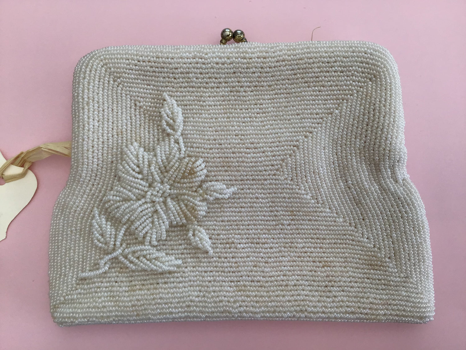 Vintage White Beaded Purse