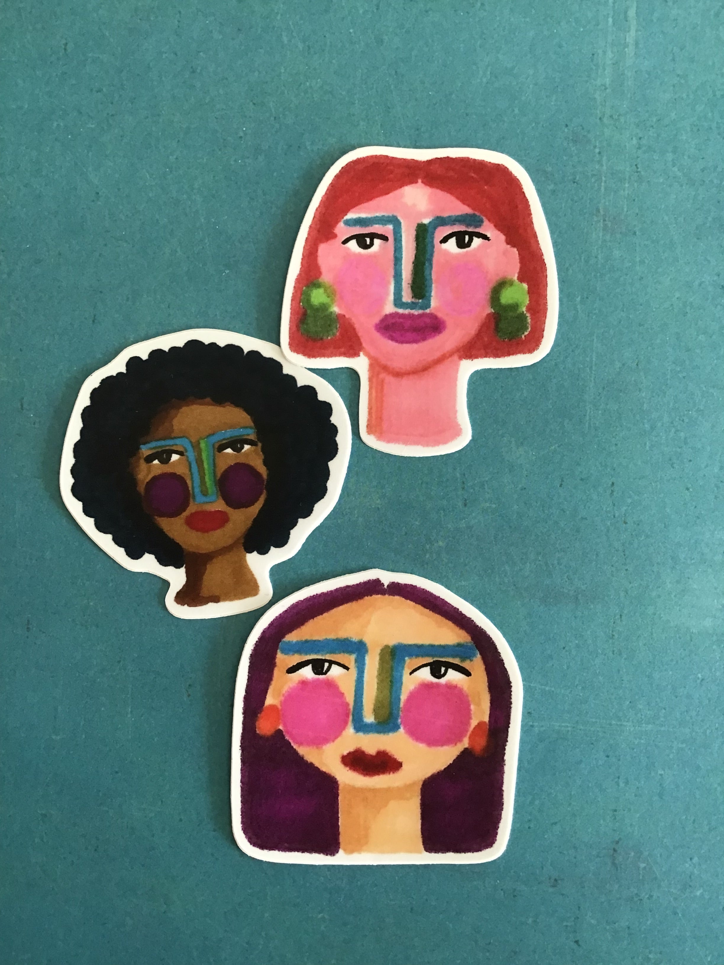 Woman Face Sticker (Blue Hair)