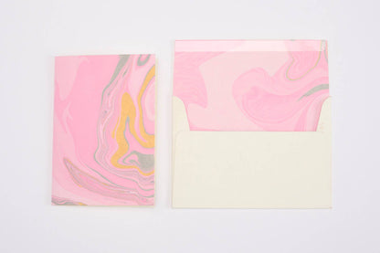 Hand Marbled Greeting Card - Free Spirit Rose Water