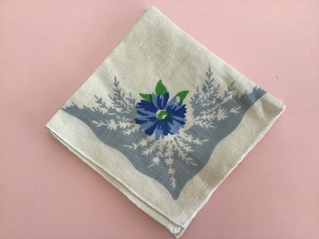 Vintage Painted Linen Napkins: Set of 2