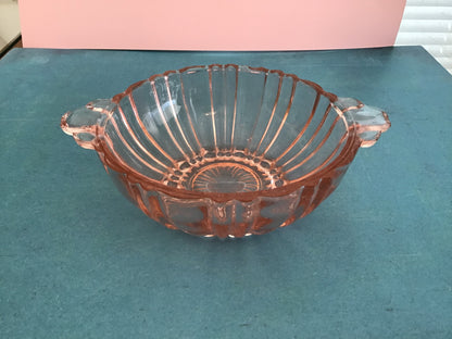 Pink Depression Glass Mini Bowl with handles