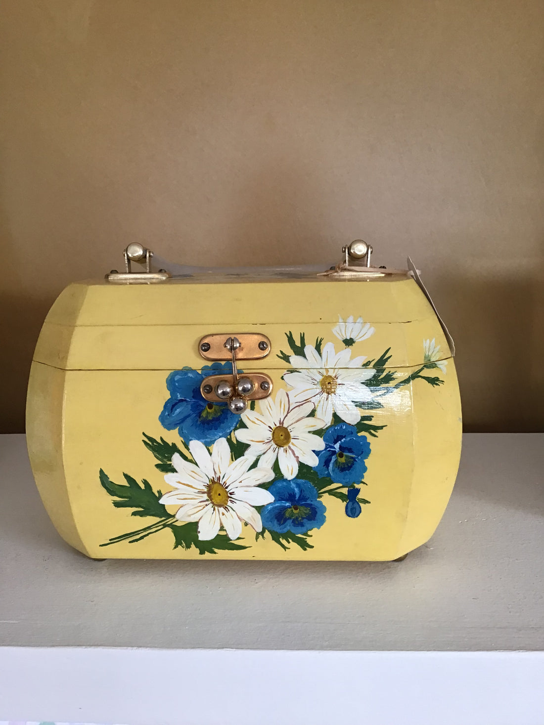 Vintage Painted Wooden Daisy Purse