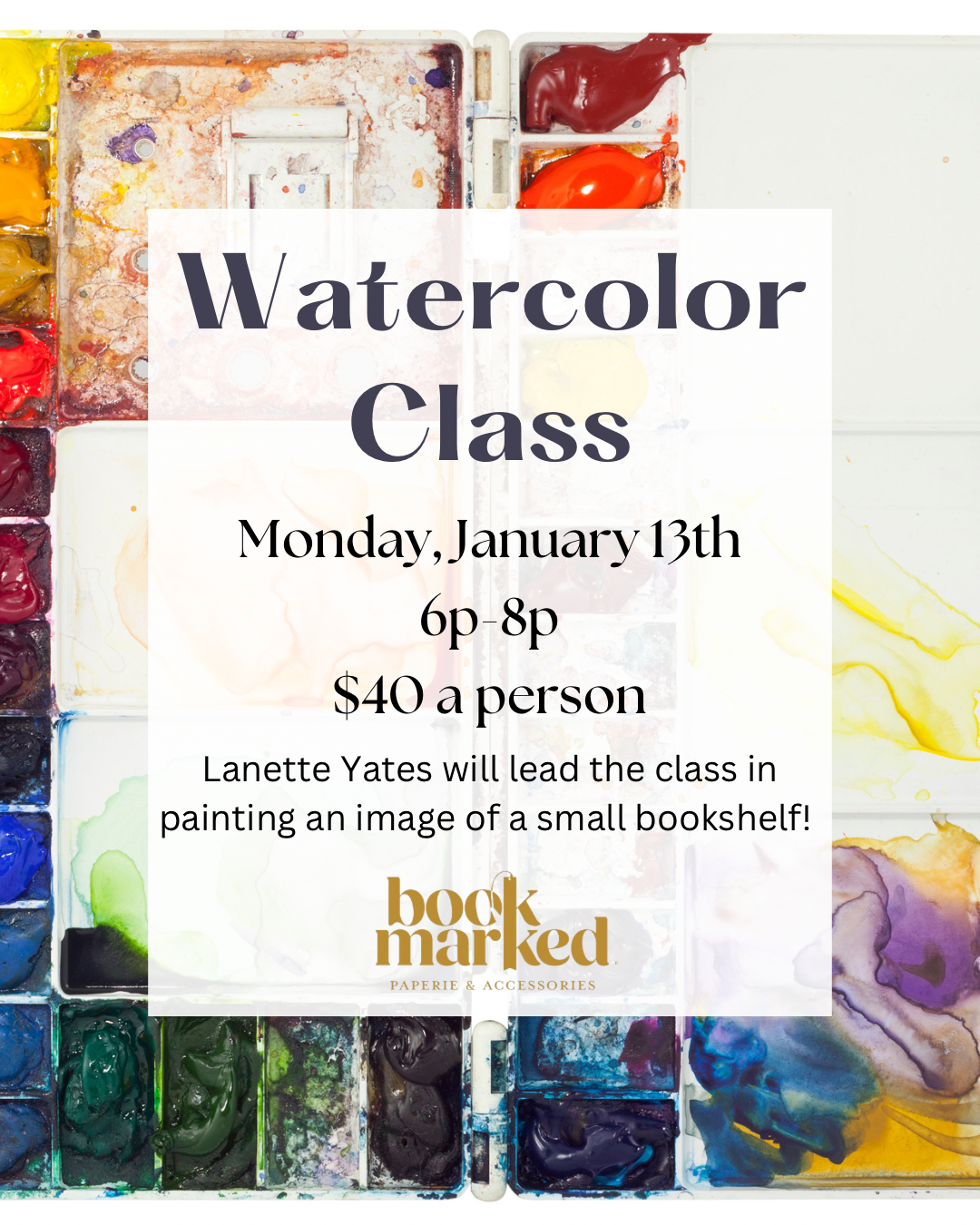 January Watercolor Class - Bookshelf