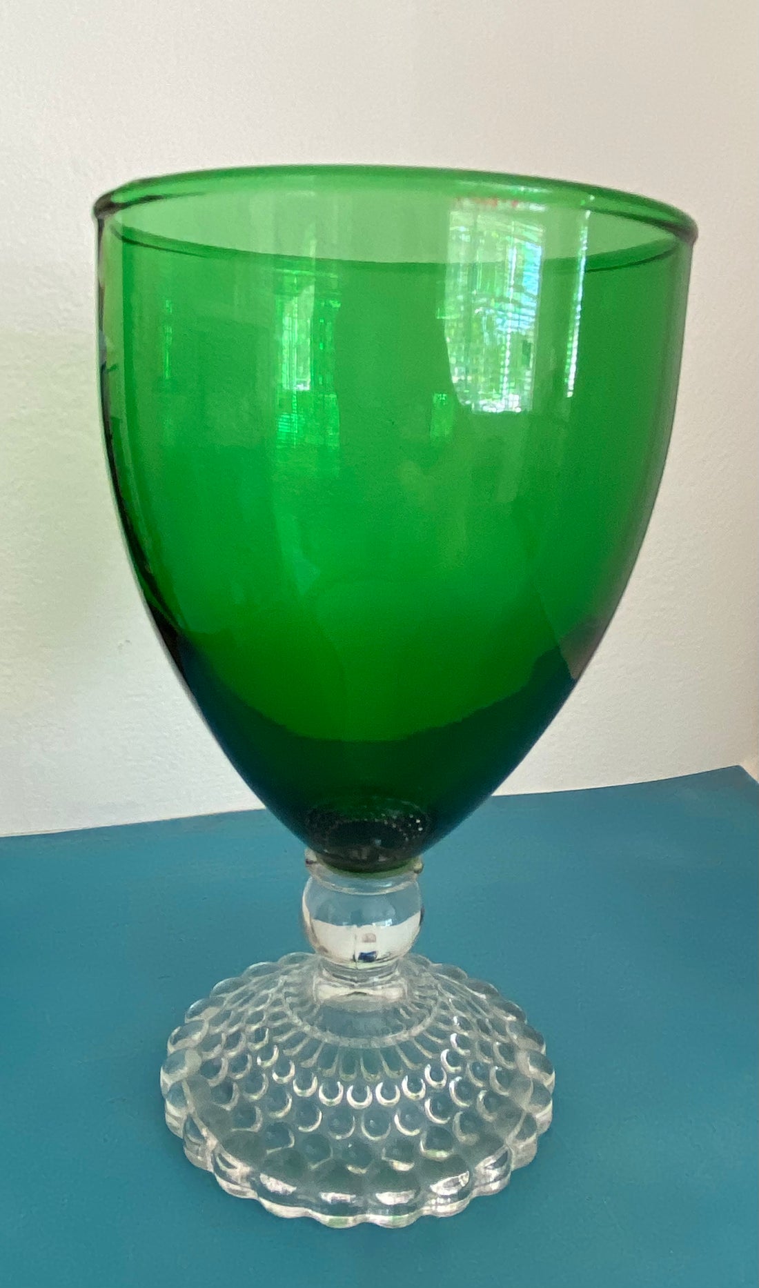 Anchor Hocking Forest Green Bubble Foot Glass