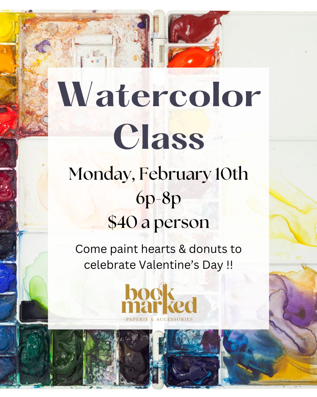 February Watercolor Class - Donuts &amp; Hearts