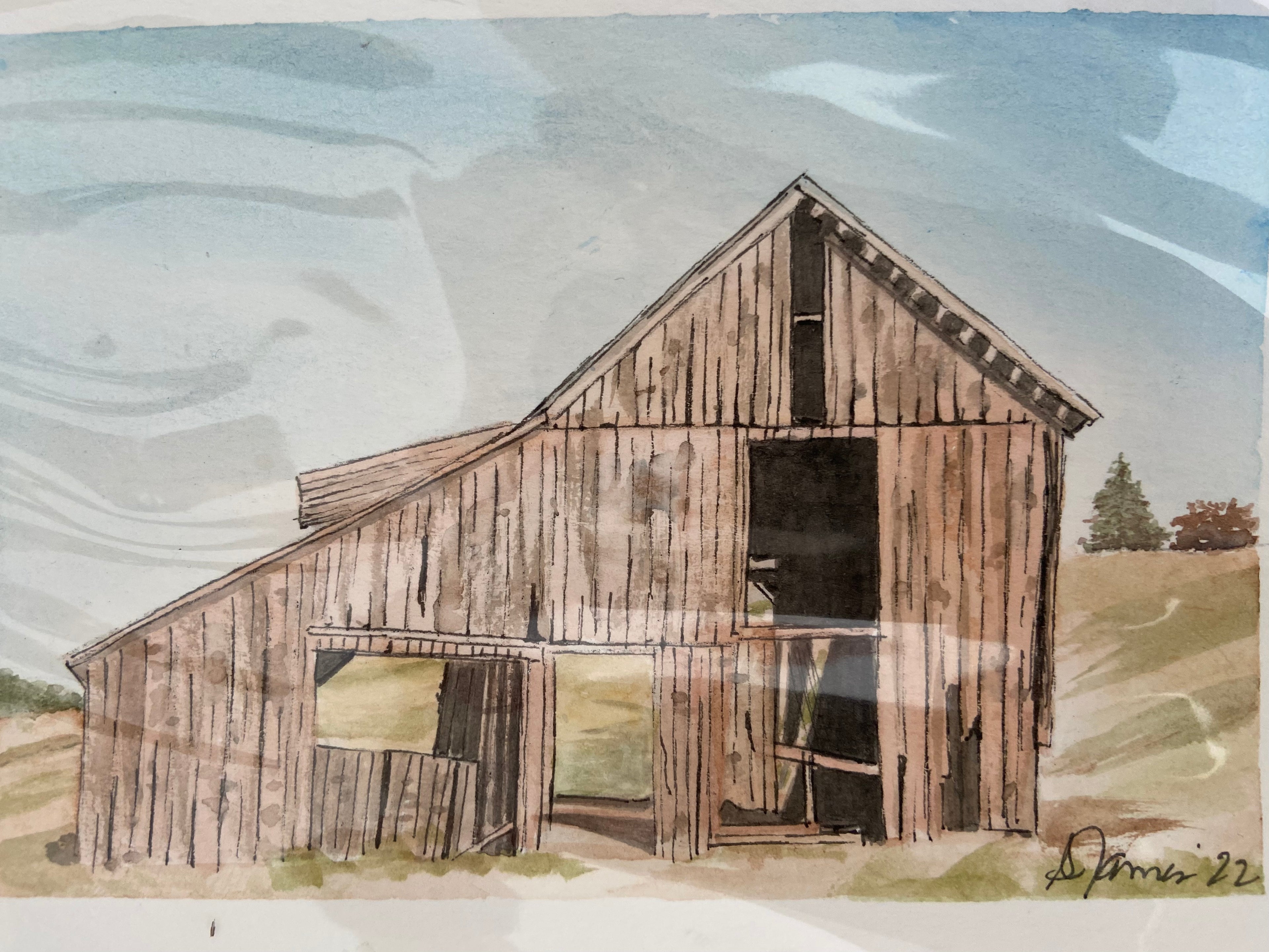 Susie James Watercolor Brown Barn