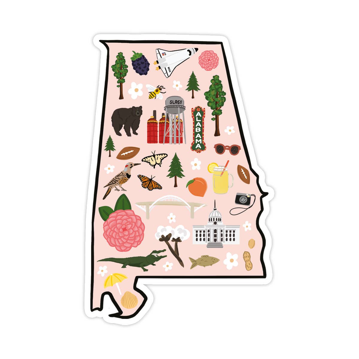 Alabama Vinyl Sticker - State Sticker, Travel Gift, Souvenir