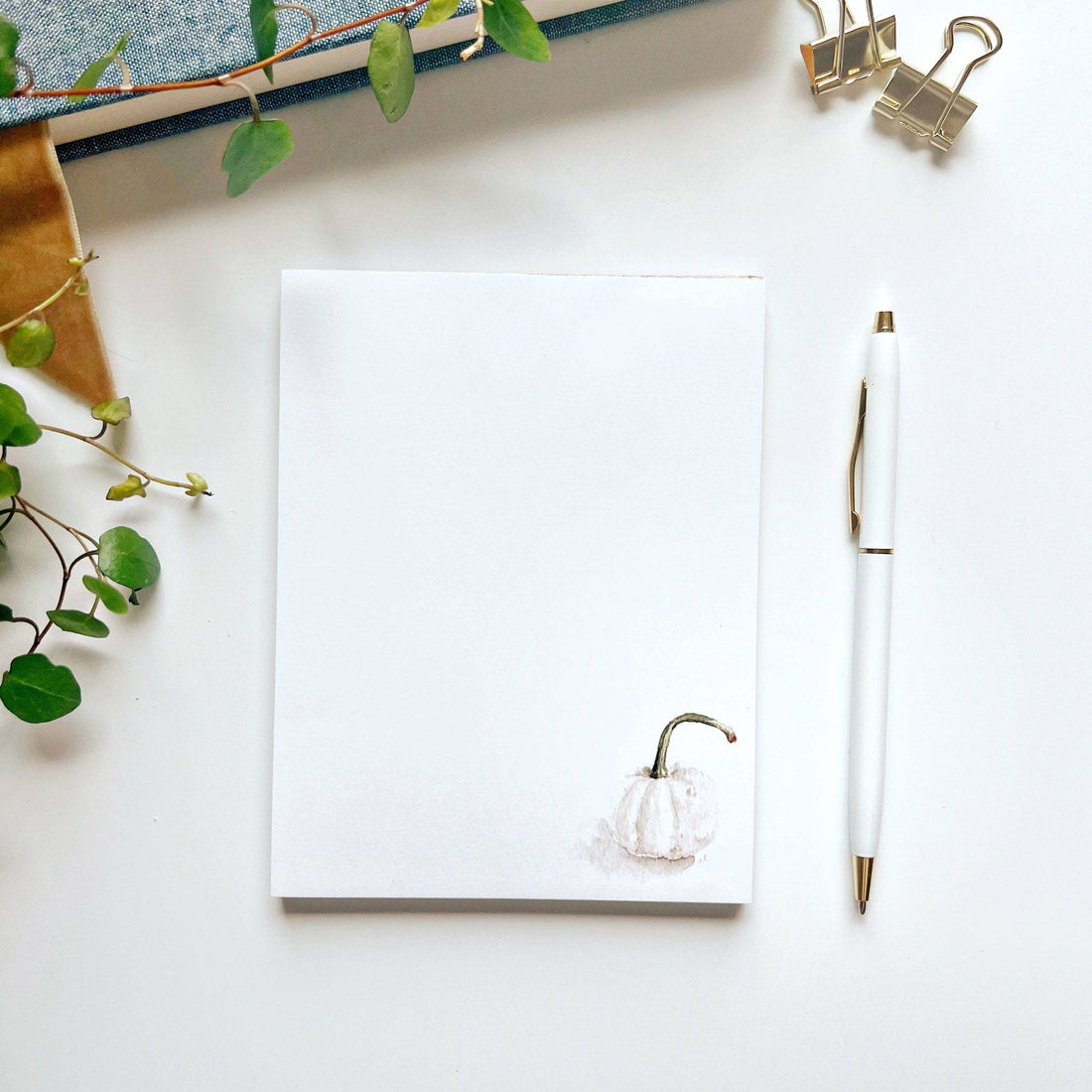 White Pumpkin Notepad by Emily Lex