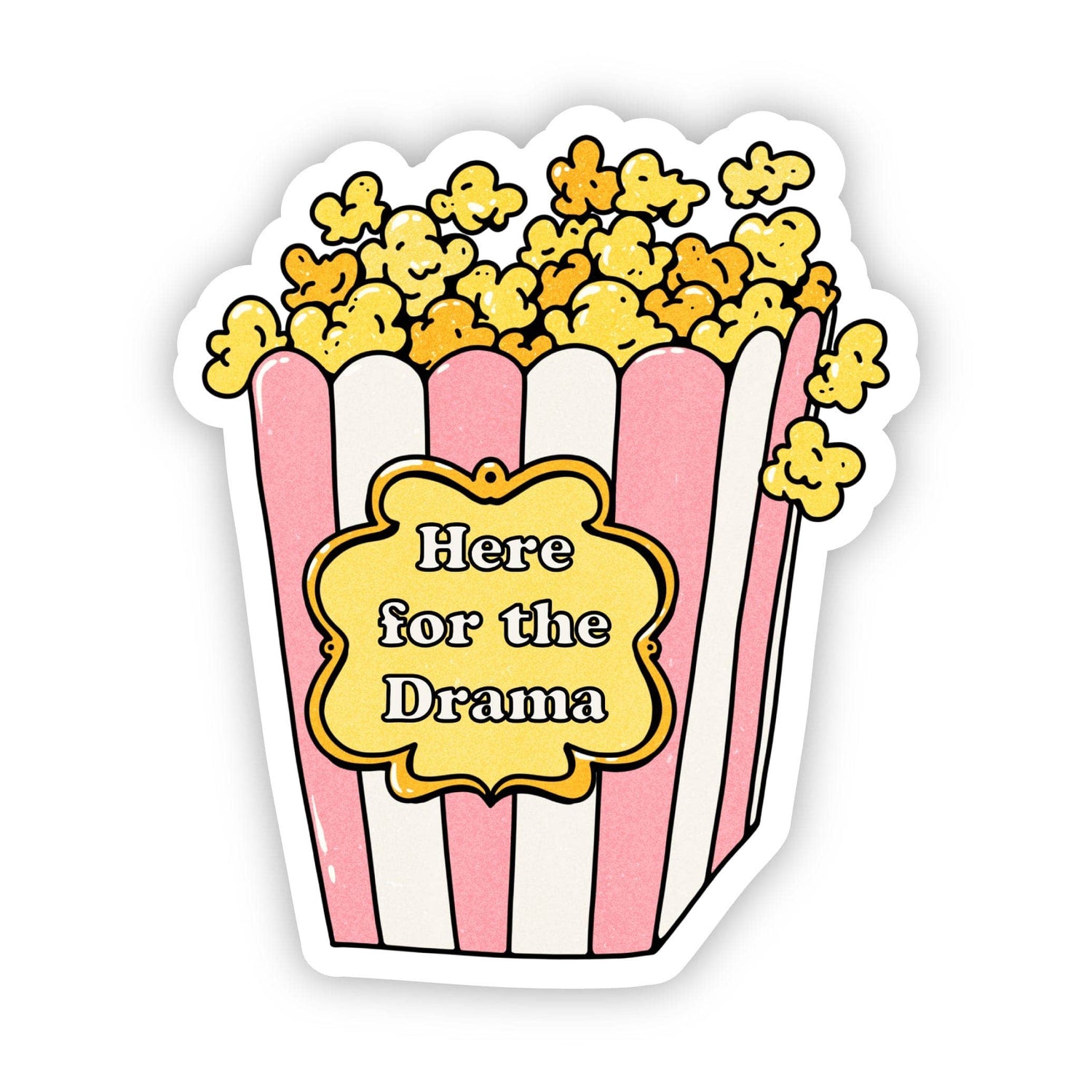 &quot;Here for the Drama&quot; Popcorn Sticker