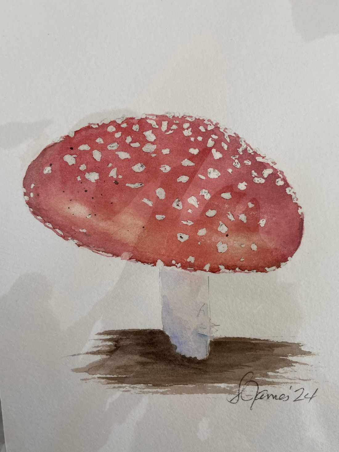 Susie James Watercolor Red Capped Mushroom