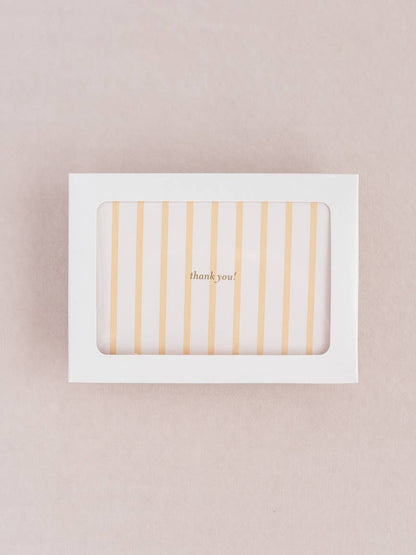 Set of 8 French Stripe Yellow and Blush Foil Thank You Notes