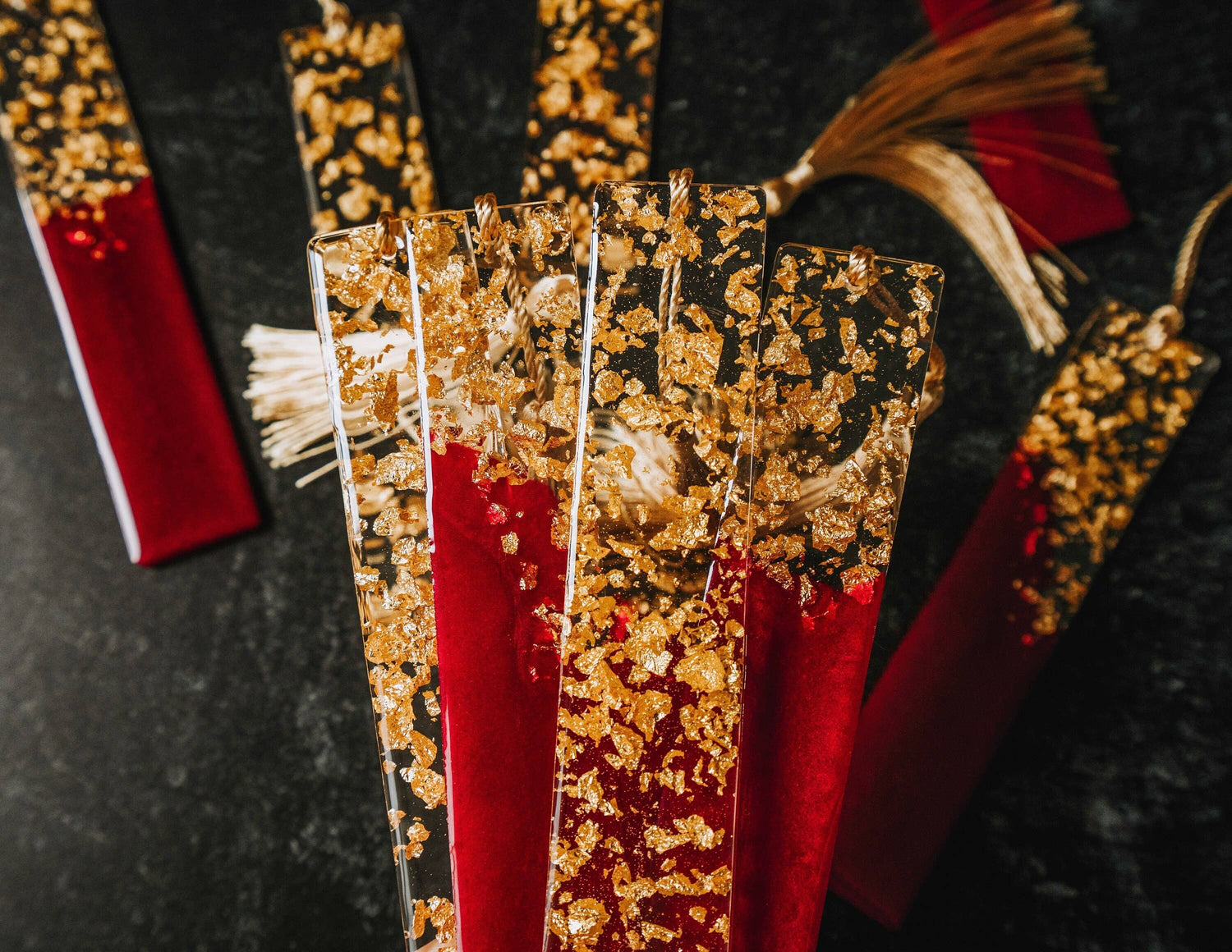 Red &amp; Gold Resin Bookmark